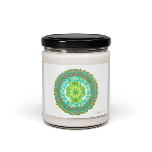 Heart Flame by breathemovedivine Vibrant Mandala Scented Soy Candle - 9oz Relaxation Aromatherapy