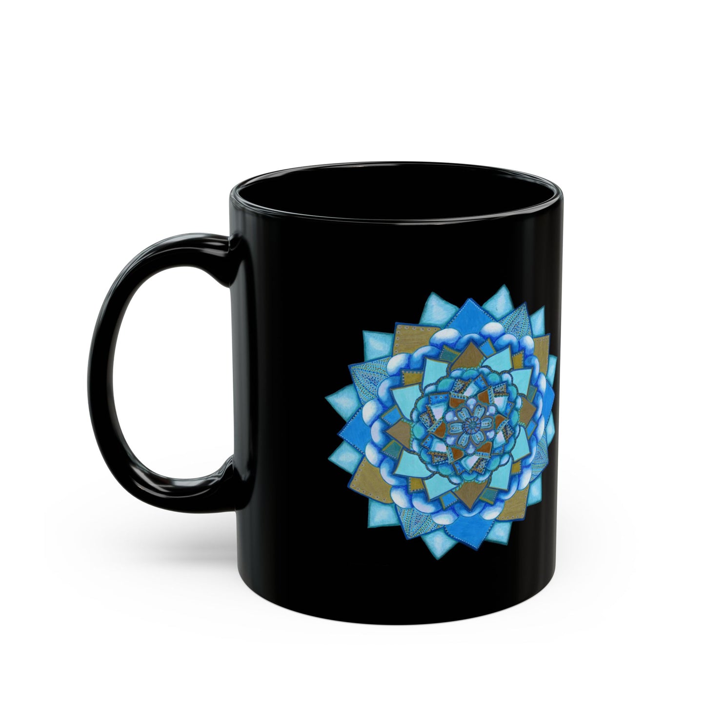 Voice by breathemovedivine Premium Black Mug with Mandala Design