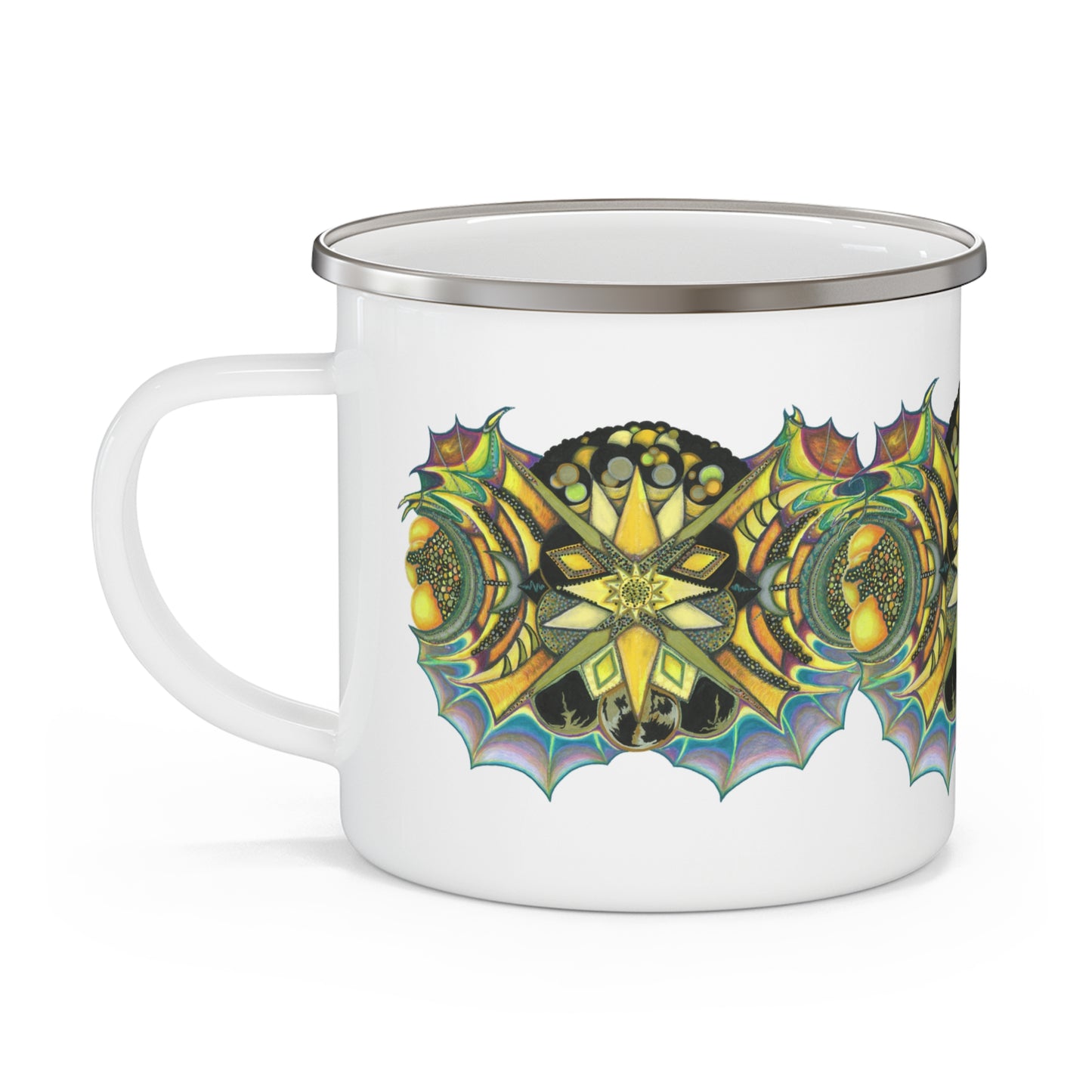 Creature by breathemovedivine Enamel Camping Mug, Boho, Cottagecore, Witchcore Outdoor Drinkware