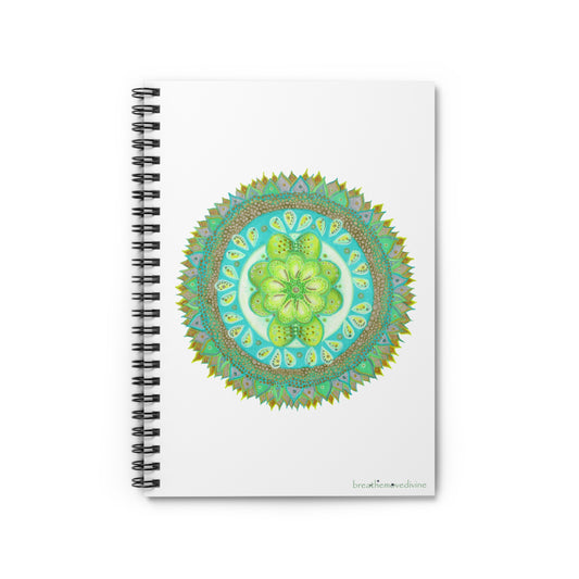 Heart Flame by breathemovedivine Spiral Notebook, Boho Journal, Artistic Notepad in White