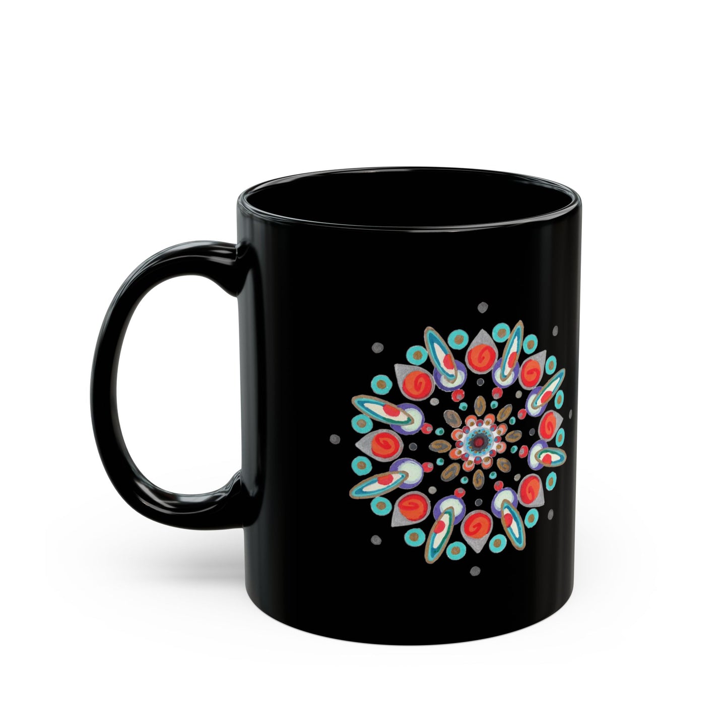 Inner Eye by breathemovedivine Premium Black Mug with Mandala Design - Perfect for Gifts and Daily Use