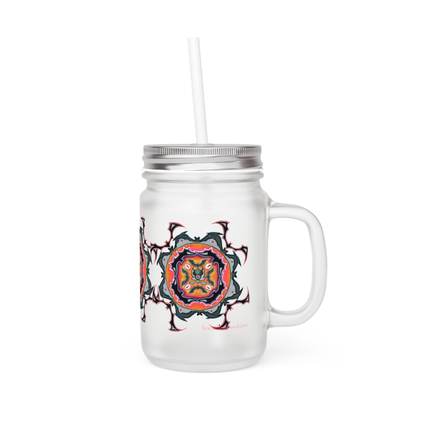 Scry by breathemovedivine Colorful Mandala Sipper Glass - 16oz Eco-Friendly Drinkware