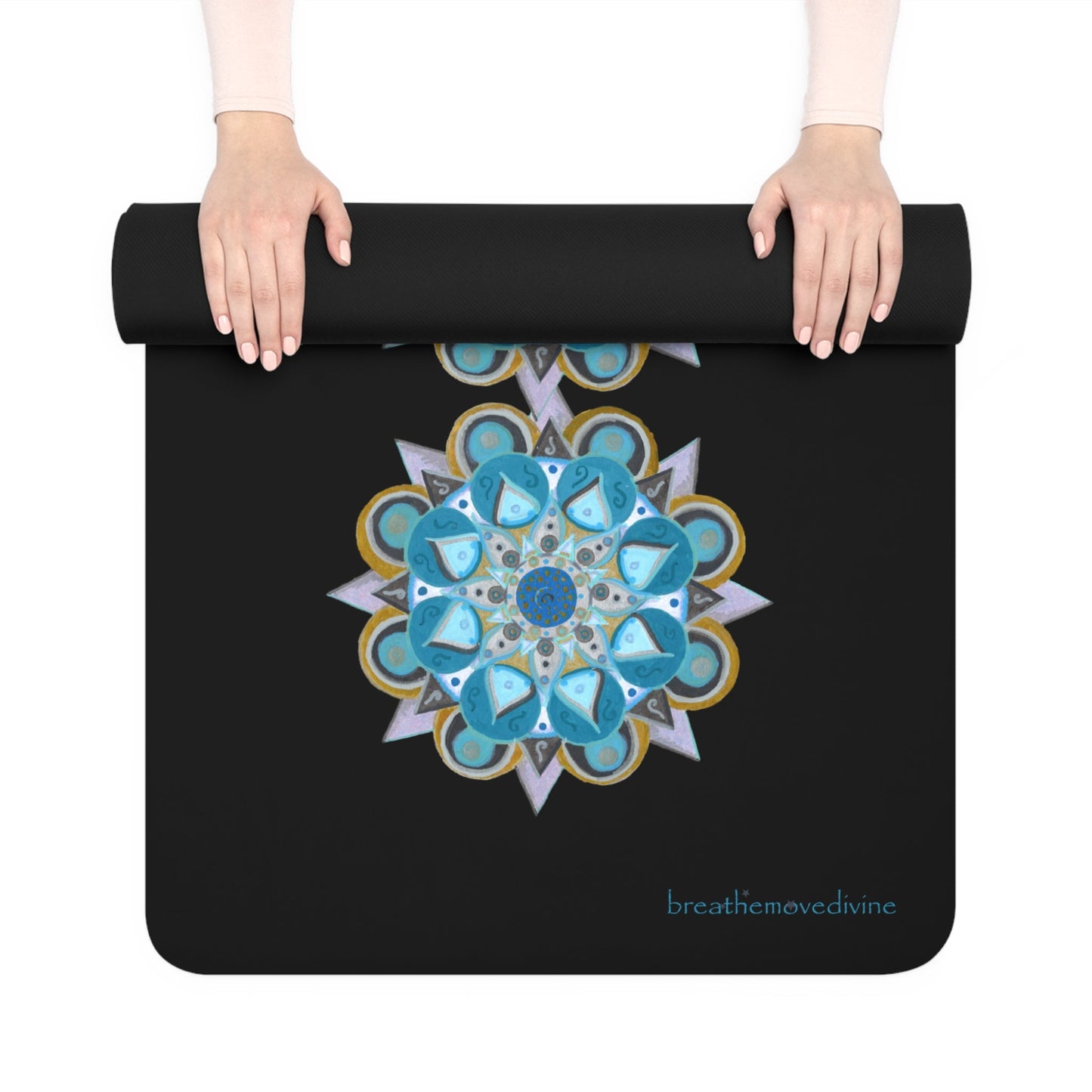 3 Chakras by breathemovedivine Rubber Yoga Mat - Non - Slip Exercise Mat for Wellness & Mindfulness - breathemovedivine