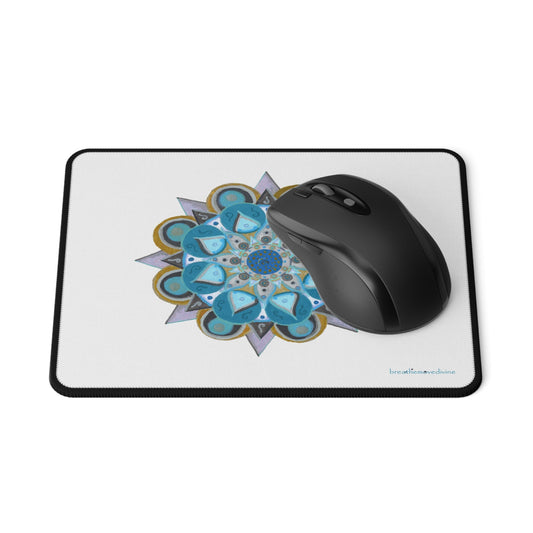 3 Chakras by breathemovedivine Vibrant Mandala Non - Slip Mouse Pad - White - breathemovedivine