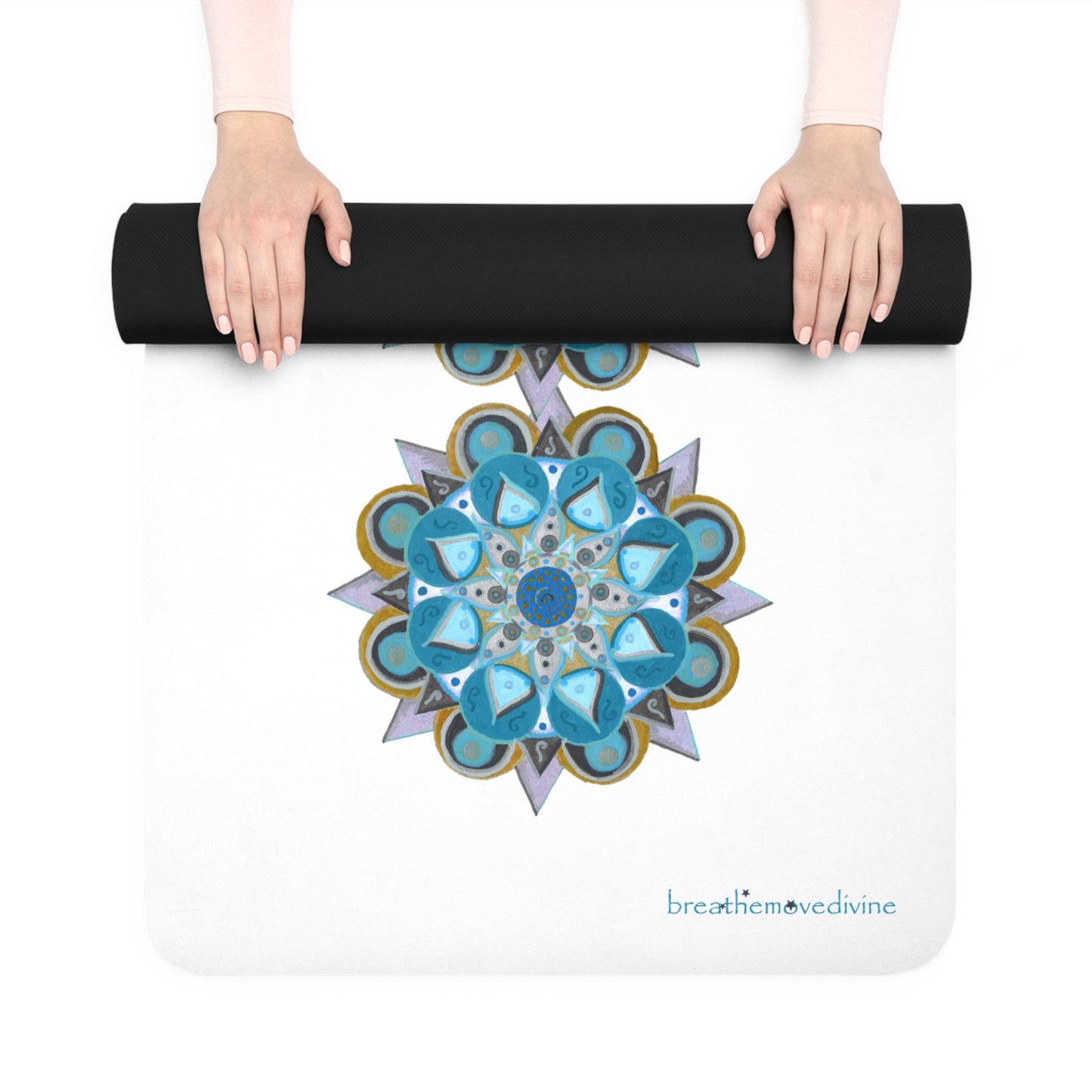 3 Chakras by breathemovedivine White Rubber Yoga Mat - Non-Slip Exercise Mat for Wellness & Mindfulness