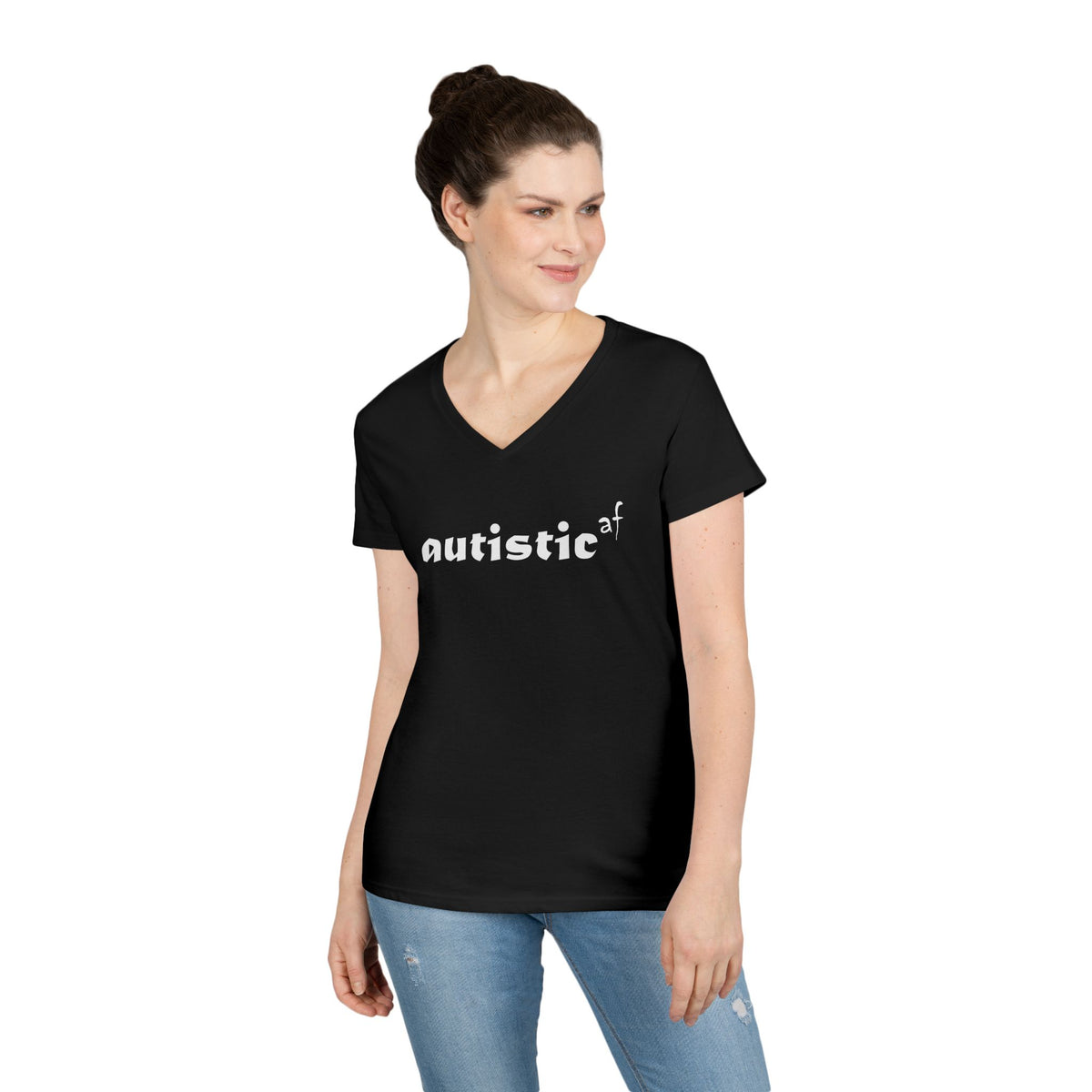 Autistic AF Ladies' V-Neck T-Shirt breathemovedivine RESIST