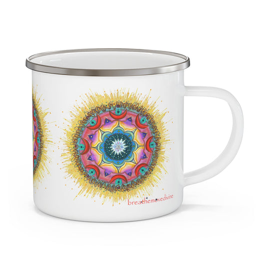 7 Chakras by breathemovedivine Enamel Camping Mug, Boho, Cottagecore, Witchcore Outdoor Drinkware - breathemovedivine