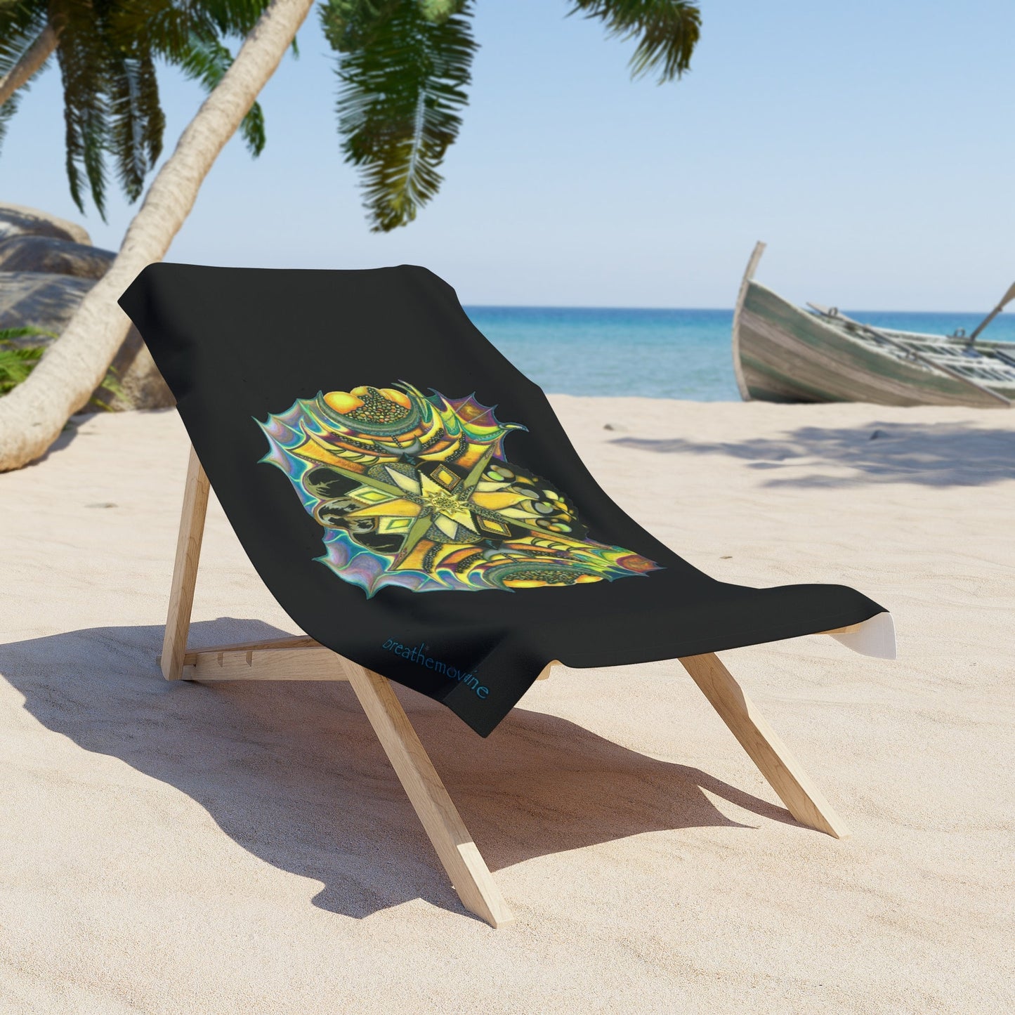 Creature by breathemovedivine Beach Towel in Black - breathemovedivine