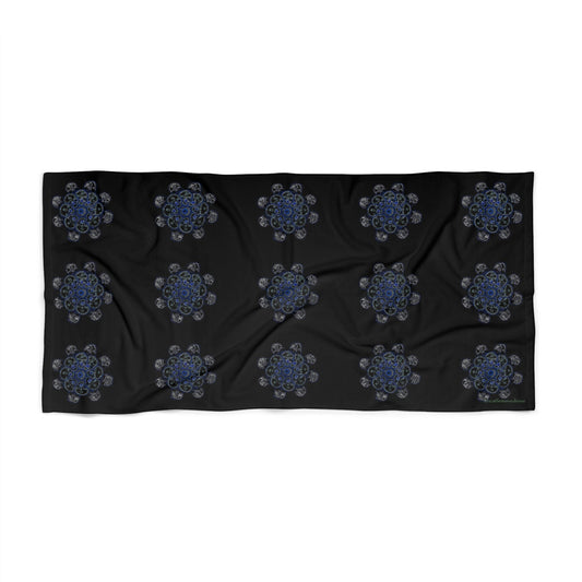 Flowers for Me by breathemovedivine Pattern Beach Towel in Black - for the Discerning Goth - breathemovedivine