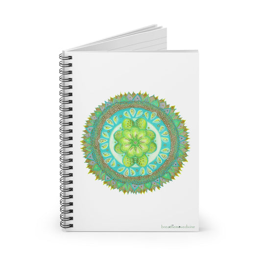 Heart Flame by breathemovedivine Spiral Notebook, Boho Journal, Artistic Notepad in White - breathemovedivine