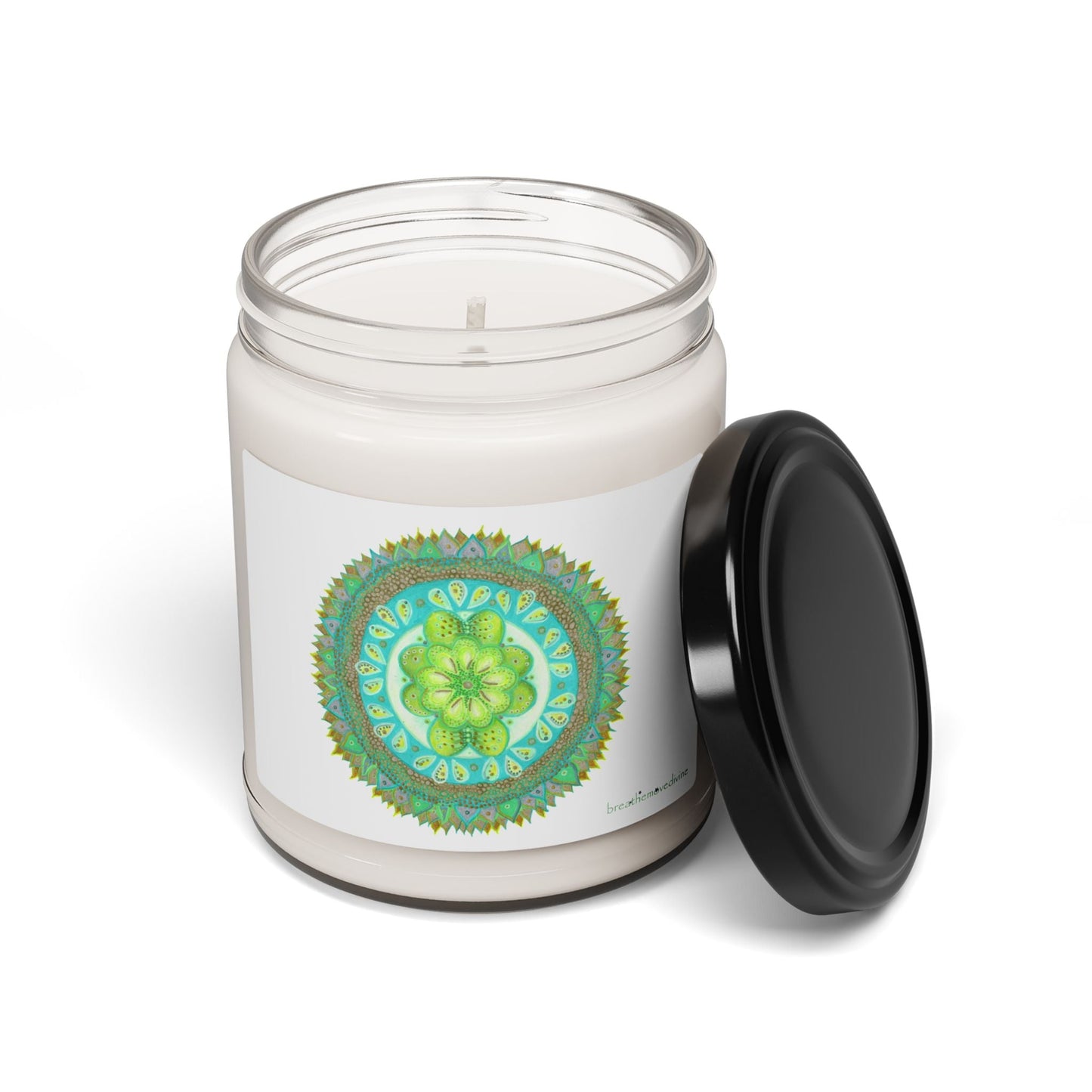 Heart Flame by breathemovedivine Vibrant Mandala Scented Soy Candle - 9oz Relaxation Aromatherapy - breathemovedivine