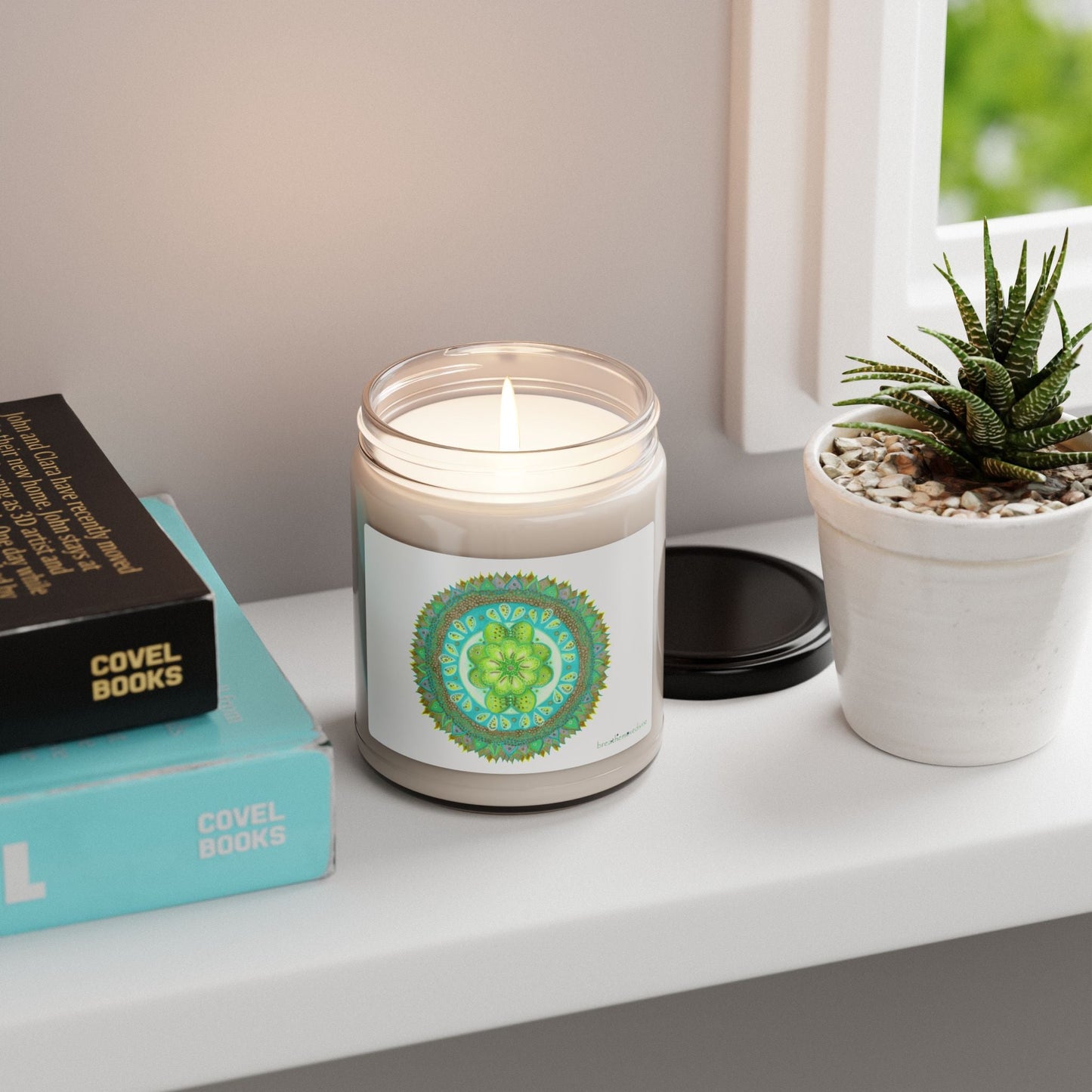 Heart Flame by breathemovedivine Vibrant Mandala Scented Soy Candle - 9oz Relaxation Aromatherapy - breathemovedivine