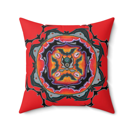 Scry by breathemovedivine Faux Suede Decorative Pillow in Red - breathemovedivine