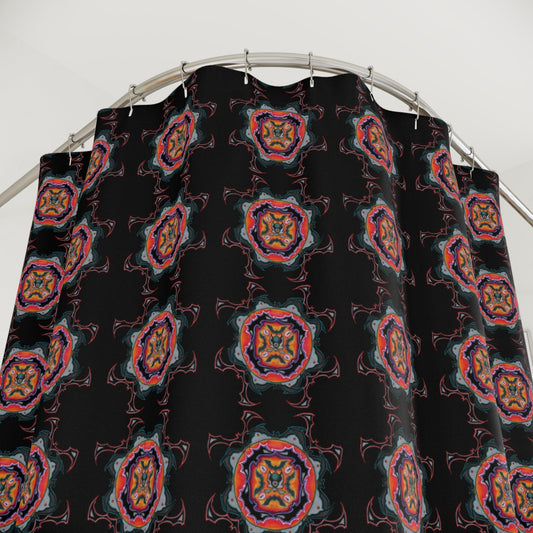 Scry by breathemovedivine Pattern Shower Curtain - Bats Mandala in Black - breathemovedivine