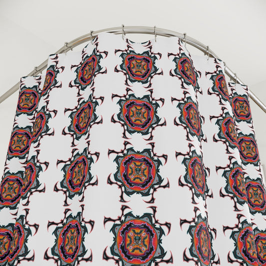 Scry by breathemovedivine Pattern Shower Curtain - Bats Mandala in White - breathemovedivine