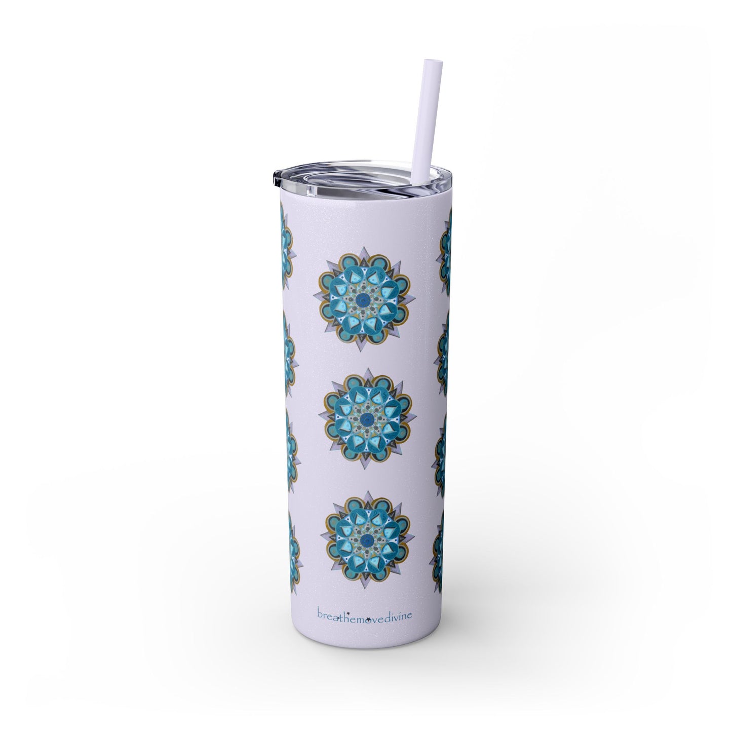 3 Chakras by breathemovedivine Skinny Tumbler with Straw | 20oz Travel Mug