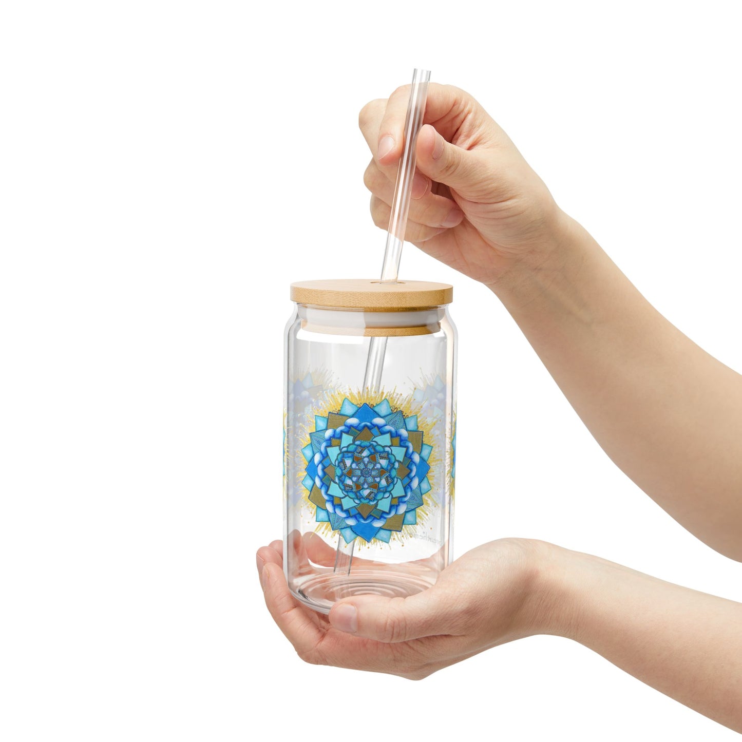 Voice Halo by breathemovedivine Colorful Mandala Sipper Glass - 16oz Eco-Friendly Drinkware