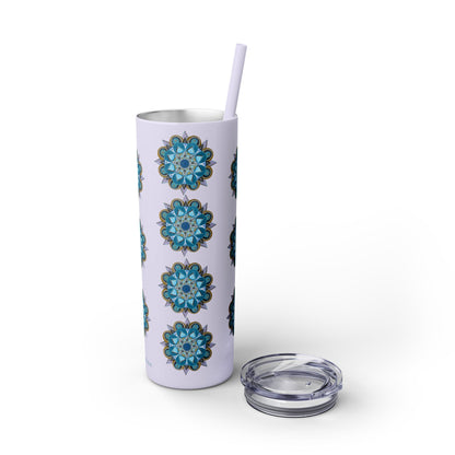 3 Chakras by breathemovedivine Skinny Tumbler with Straw | 20oz Travel Mug