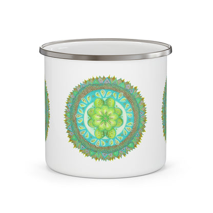 Heart Flame by breathemovedivine Enamel Camping Mug, Boho, Cottagecore, Witchcore Outdoor Drinkware