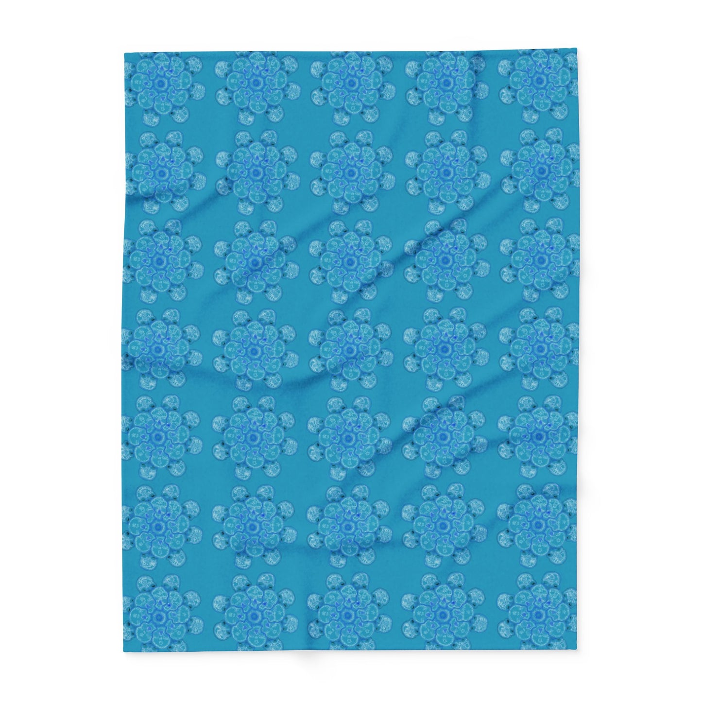 Flowers for Me Cozy Arctic Fleece Blanket | Live to Snuggle in Turquoise -  26.66