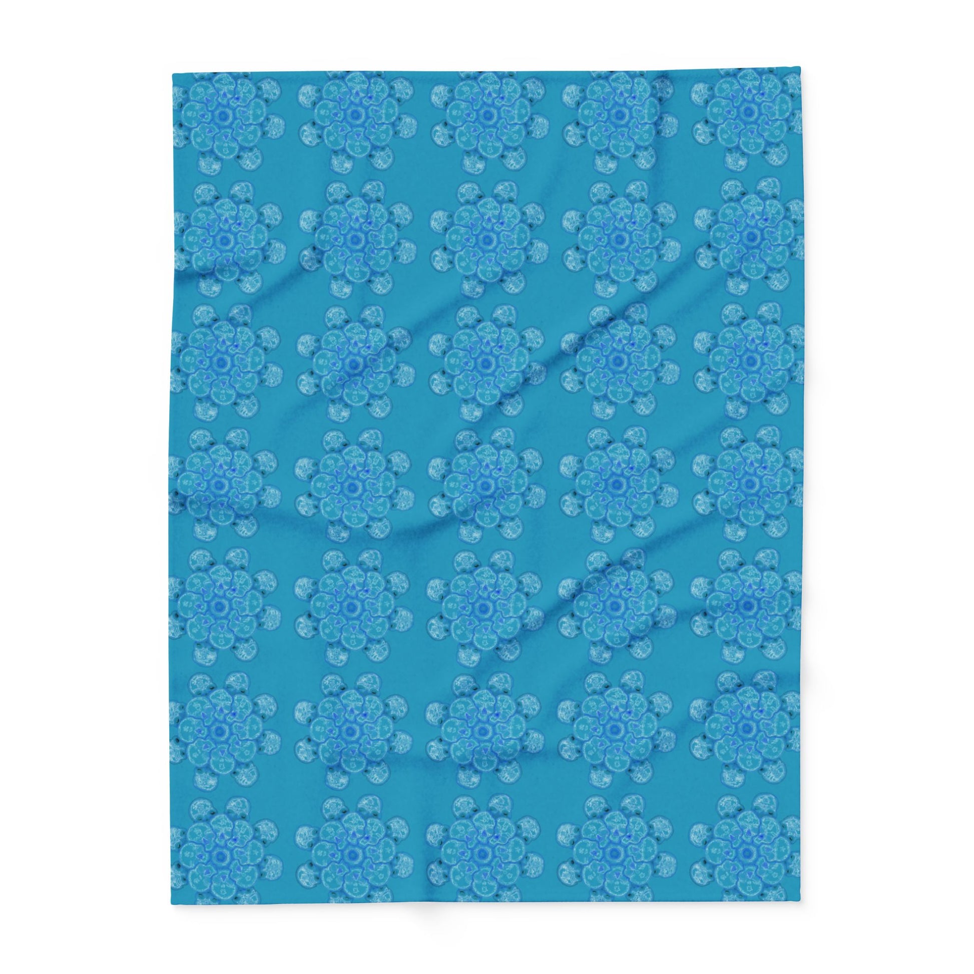 Flowers for Me Cozy Arctic Fleece Blanket | Live to Snuggle in Turquoise -  26.66