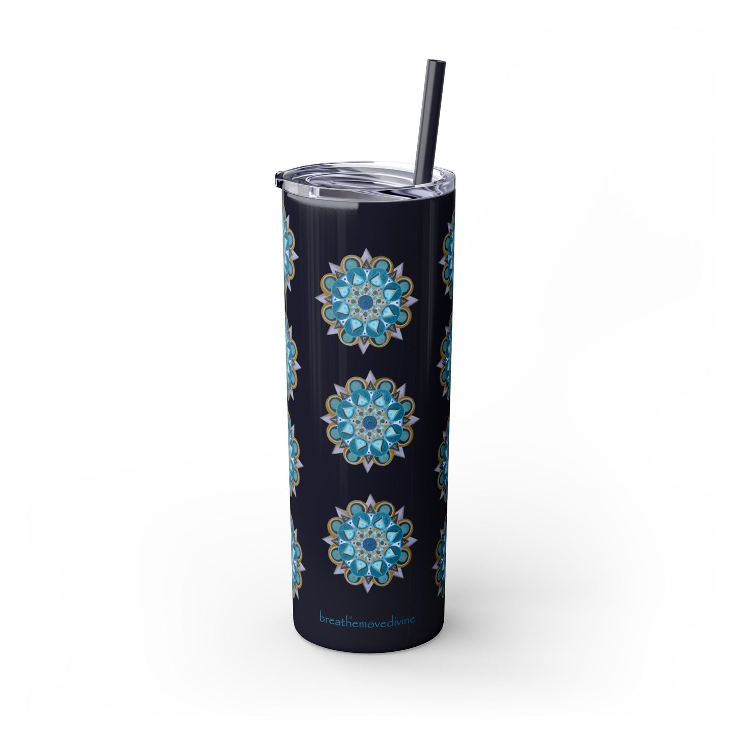 3 Chakras by breathemovedivine Skinny Tumbler with Straw | 20oz Travel Mug
