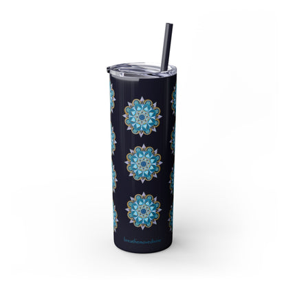 3 Chakras by breathemovedivine Skinny Tumbler with Straw | 20oz Travel Mug