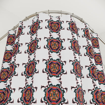 Scry by breathemovedivine Pattern Shower Curtain - Bats Mandala in White