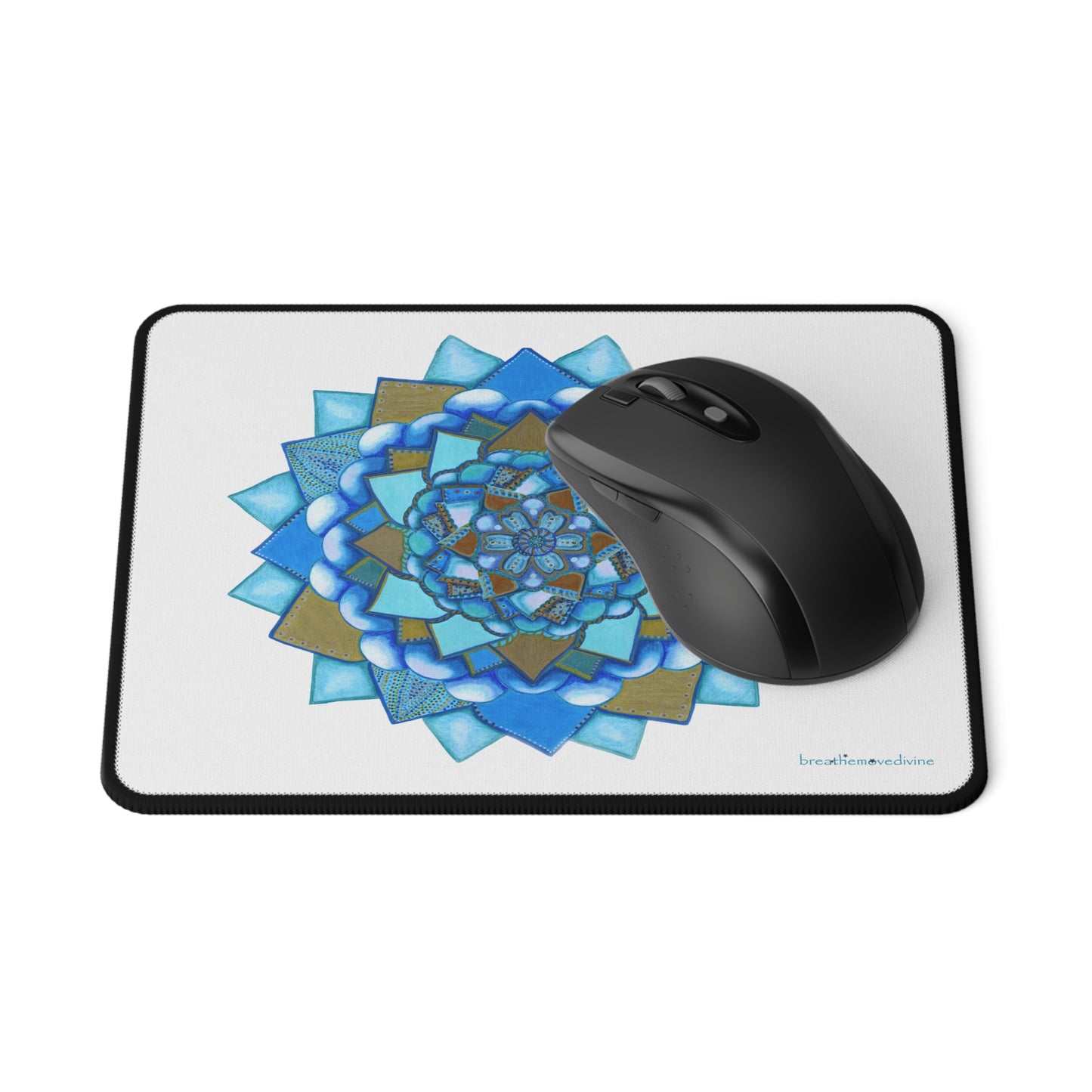 Voice by breathemovedivine Vibrant Mandala Non-Slip Mouse Pad - White