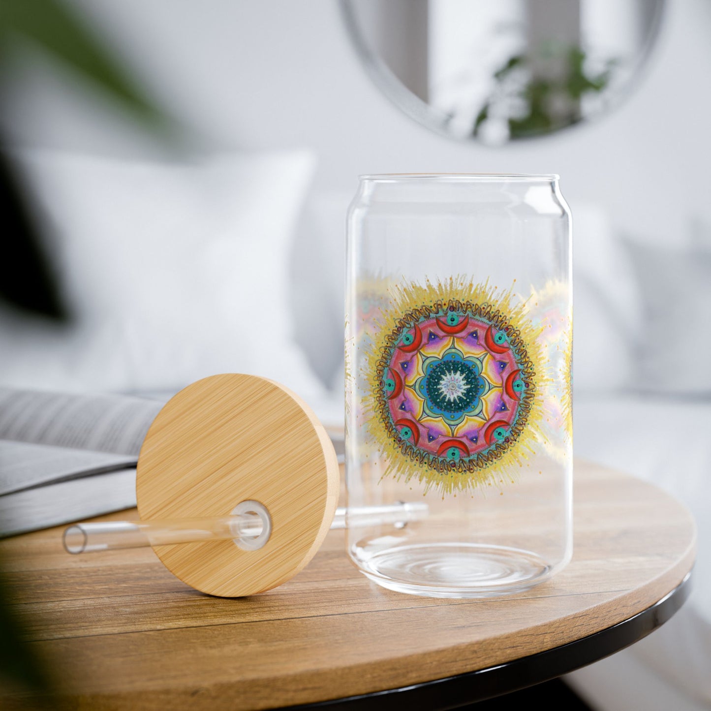 7 Chakras by breathemovedivine Colorful Mandala Sipper Glass - 16oz Eco-Friendly Drinkware