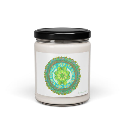 Heart Flame by breathemovedivine Vibrant Mandala Scented Soy Candle - 9oz Relaxation Aromatherapy