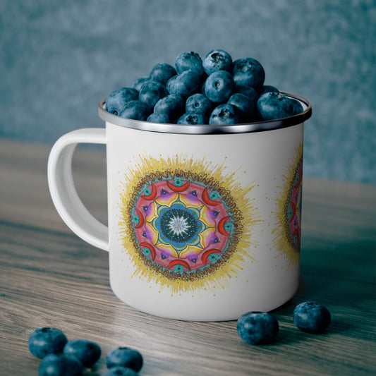 7 Chakras by breathemovedivine Enamel Camping Mug, Boho, Cottagecore, Witchcore Outdoor Drinkware