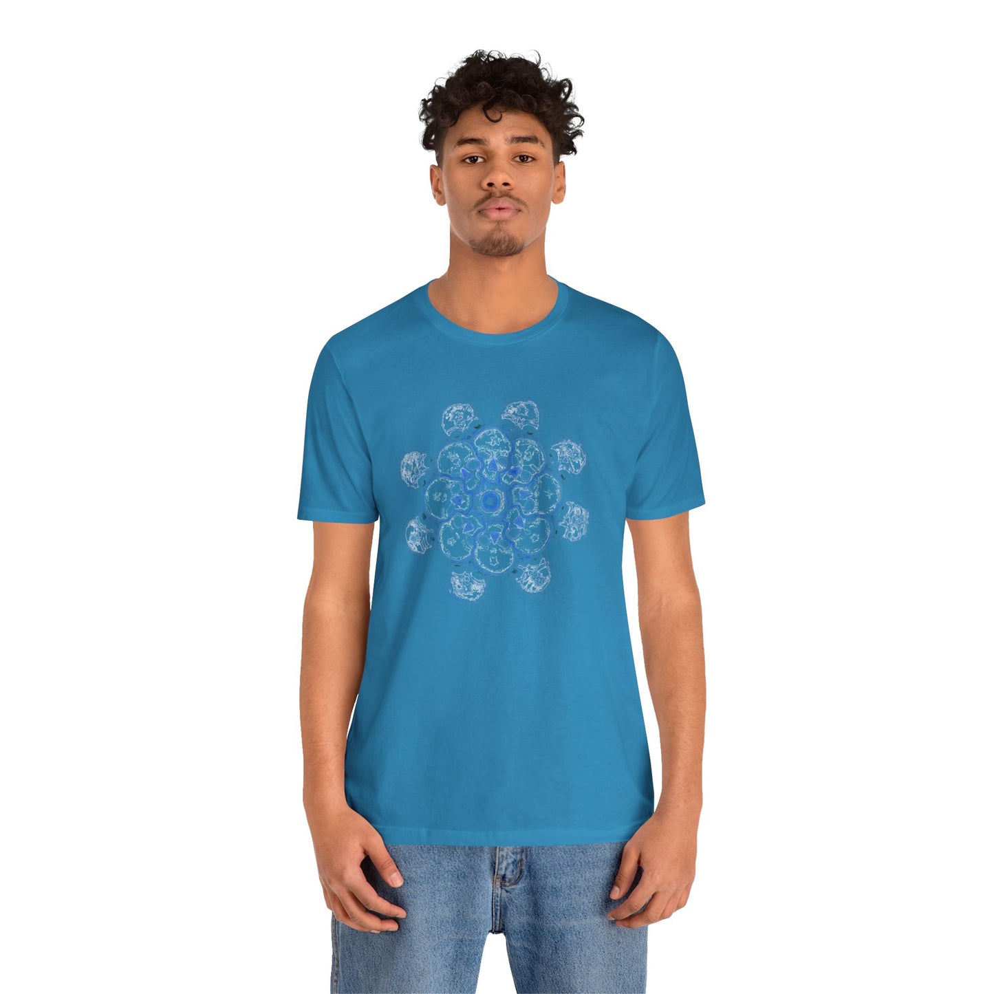 Flowers for Me by breathemovedivine Vibrant Mandala Unisex Jersey Short Sleeve Tee - Bohemian Vibes