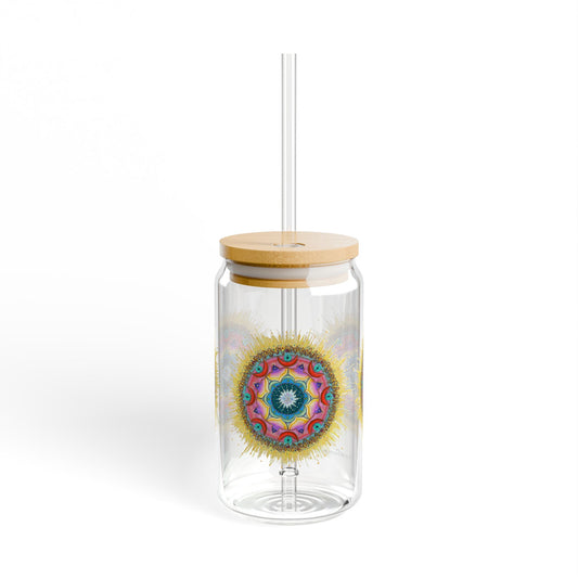 7 Chakras by breathemovedivine Colorful Mandala Sipper Glass - 16oz Eco-Friendly Drinkware