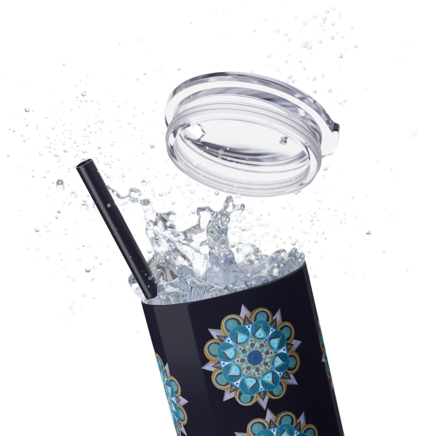 3 Chakras by breathemovedivine Skinny Tumbler with Straw | 20oz Travel Mug