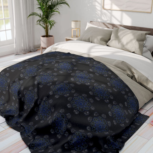 Flowers for Me Cozy Arctic Fleece Blanket | Live to Snuggle in Black