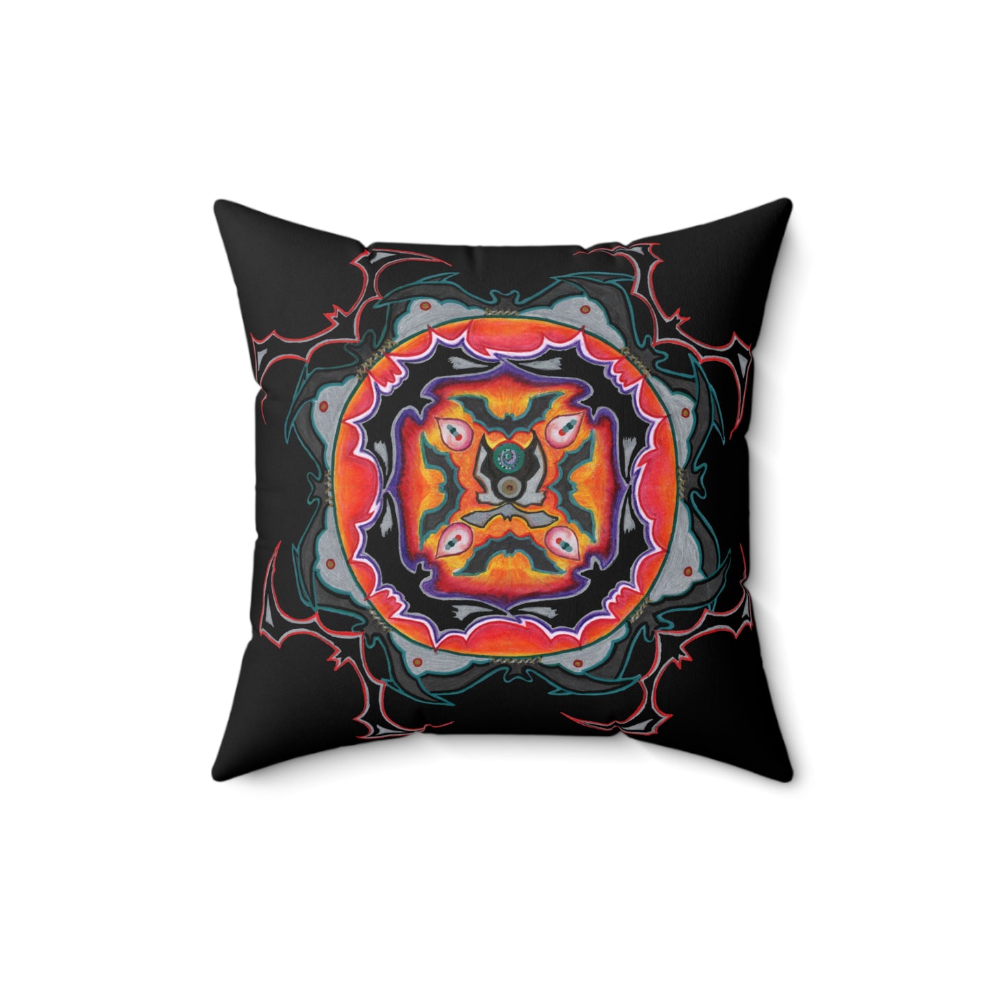 Scry by breathemovedivine Faux Suede Decorative Pillow in Black