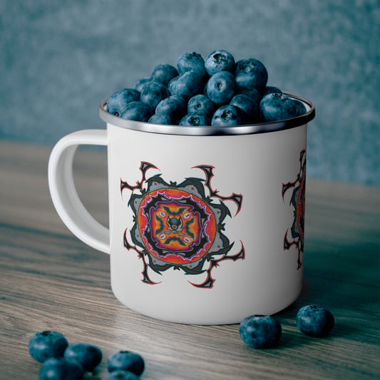 Scry by breathemovedivine Enamel Camping Mug, Boho, Cottagecore, Witchcore Outdoor Drinkware