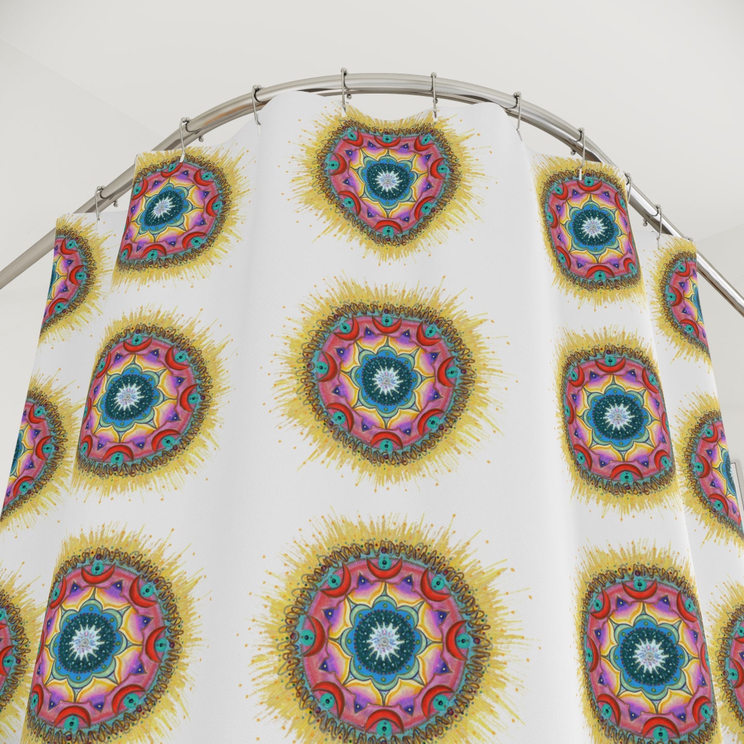 7 Chakras by breathemovedivine Shower Curtain