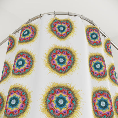 7 Chakras by breathemovedivine Shower Curtain