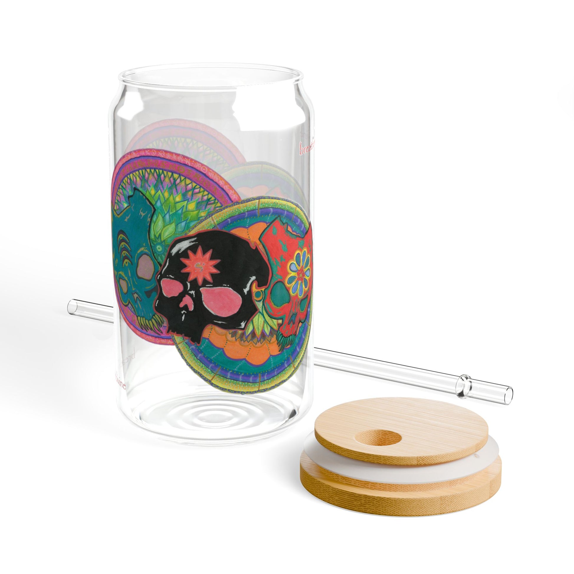 Untitled Vibrant Skulls Sipper Glass Eco-Friendly Drinkware -  32.06