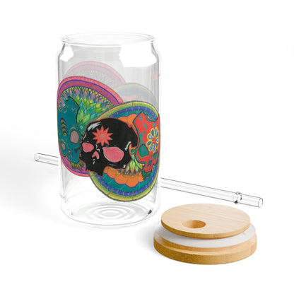 Untitled Vibrant Skulls Sipper Glass Eco-Friendly Drinkware -  32.06