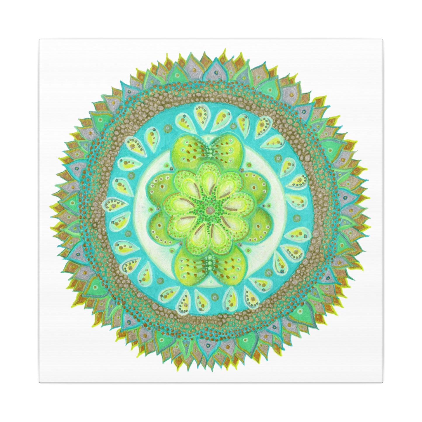 Heart Flame by breathemovedivine Meditative Mandala Canvas Art - Stretched Wall Decor