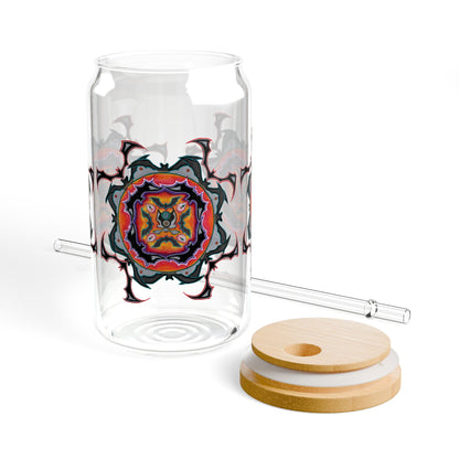 Glass tumbler with colorful design
