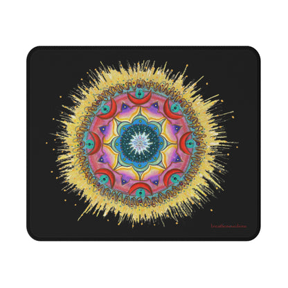 7 Chakras by breathemovedivine Vibrant Non-Slip Mouse Pad - Black