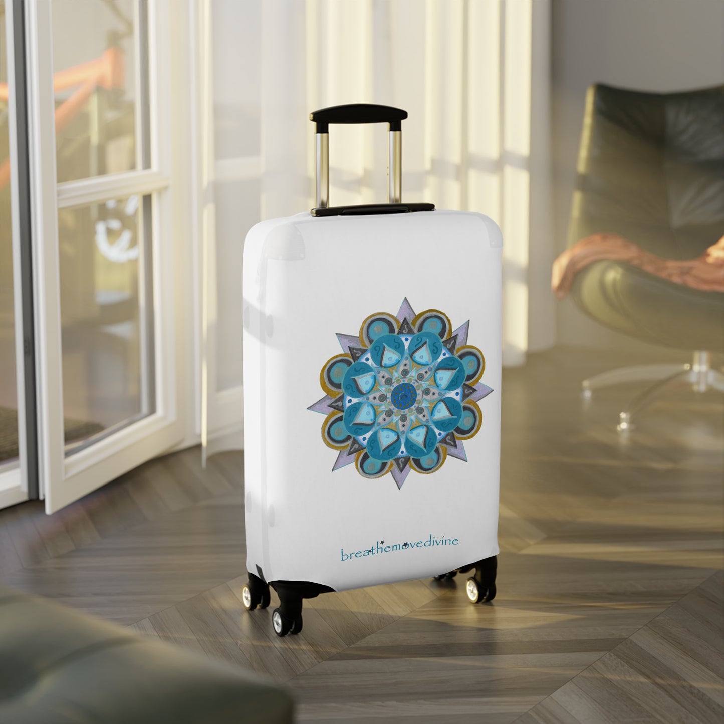 3 Chakras by breathemovedivine Colorful Mandala Suitcase Cover