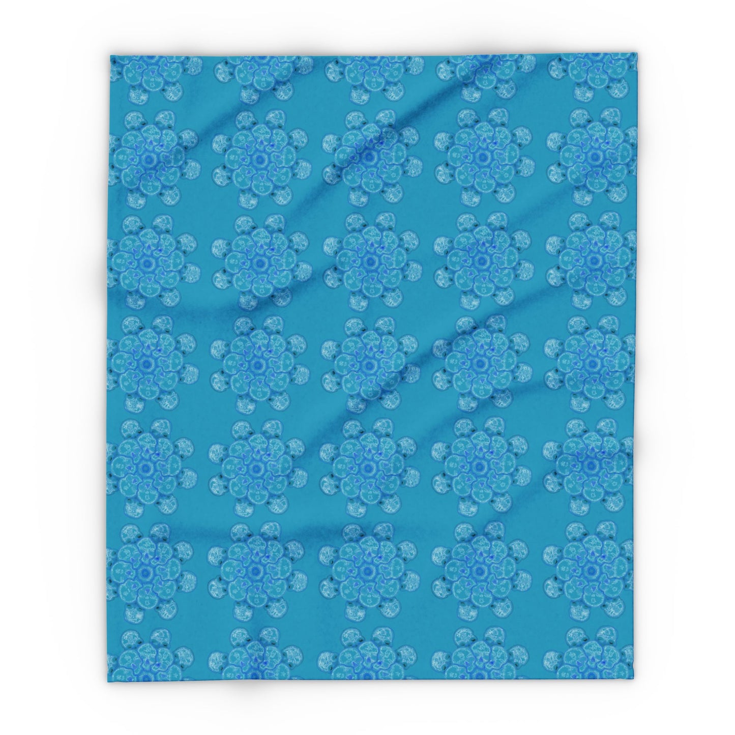 Flowers for Me Cozy Arctic Fleece Blanket | Live to Snuggle in Turquoise -  26.66