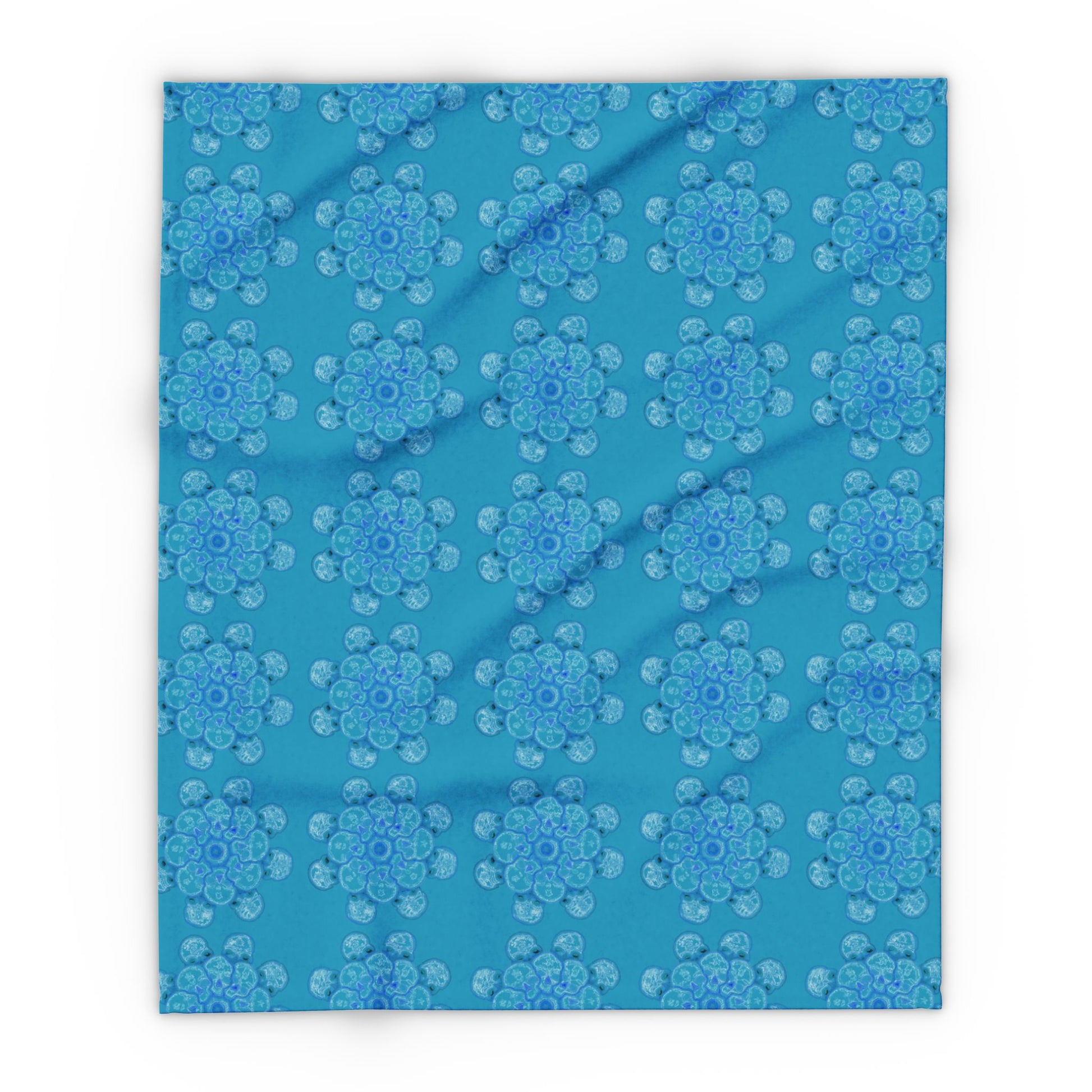 Flowers for Me Cozy Arctic Fleece Blanket | Live to Snuggle in Turquoise -  26.66