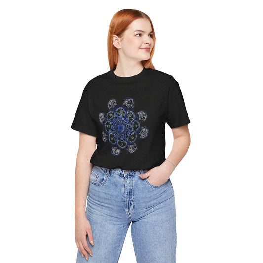 Flowers for Me by breathemovedivine Vibrant Mandala Unisex Jersey Short Sleeve Tee - Bohemian Vibes