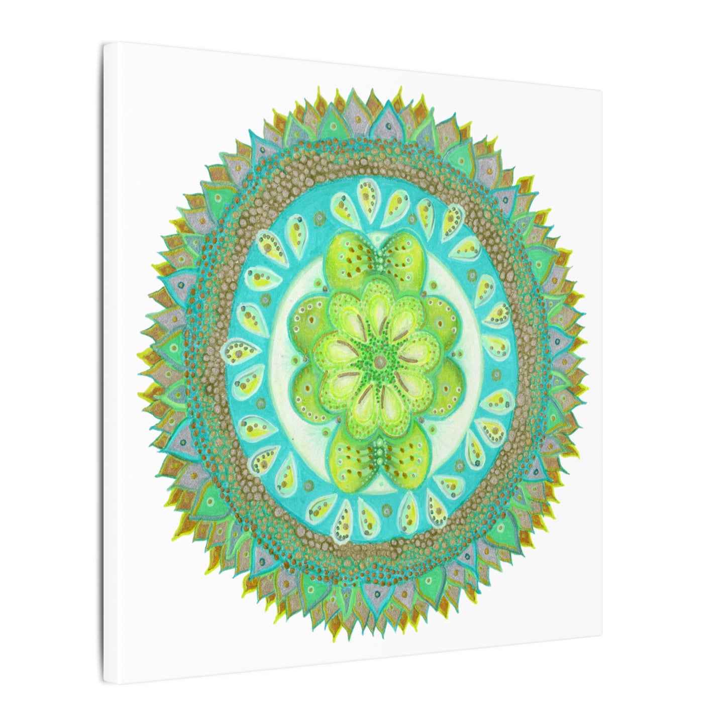 Heart Flame by breathemovedivine Meditative Mandala Canvas Art - Stretched Wall Decor